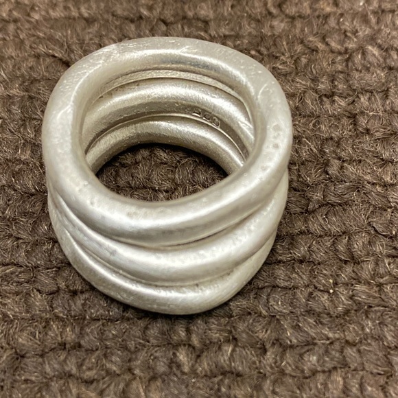 Chunky handmade set of 3 sterling silver rings - Picture 5 of 17